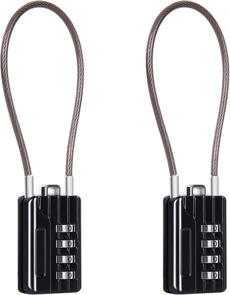 SEPOX ® Compact Design Twins Resettable 4-Digit Combination Padlock, Extra Long Cable – Personalized Password, Durable Vinyl Steel Cable, Multipurpose Lock for Suitcase, Gym Lockers, Toolbox – Black - Image 1